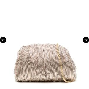 Loeffler Randall - Bailey Champagne Pleated Dome Clutch with  gold chain